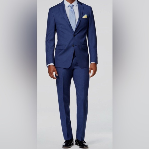 Calvin Klein Navy Blue Suit with Light Blue Tie - Picture 1 of 16